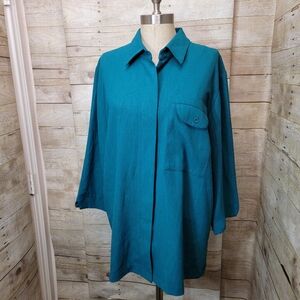Thomas Payton teal blouse